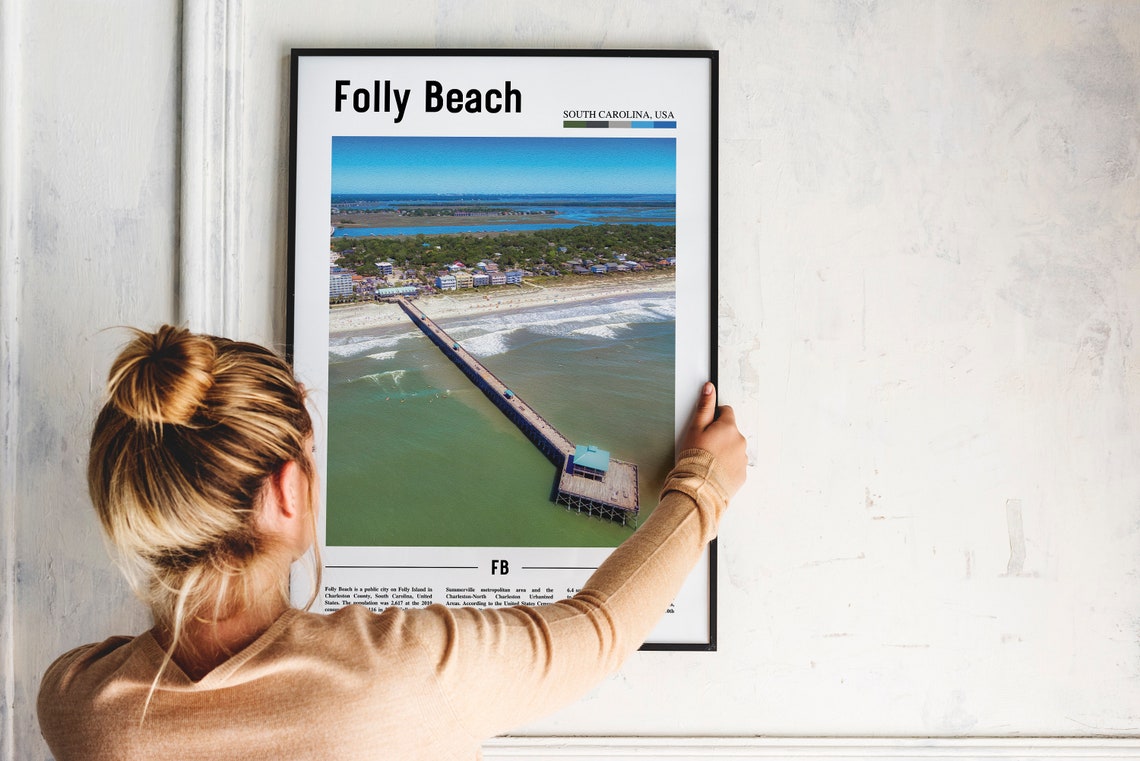 Folly Beach Print Folly Beach Poster Folly Beach Wall Art Oil Painting Poster City Print City Artwork Travel Artwork Travel Wall Art - Image 2