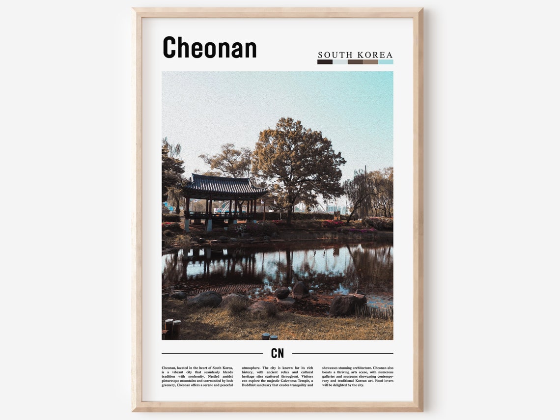Cheonan South Korea Traditional Pavilion Pond Garden Poster CN