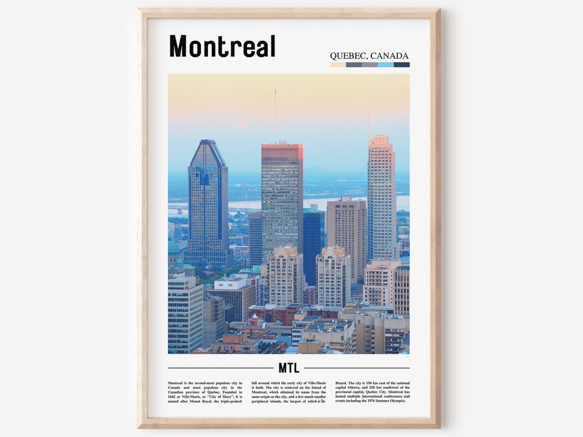 Montreal Canada Downtown Skyline Sunset City View Travel Poster