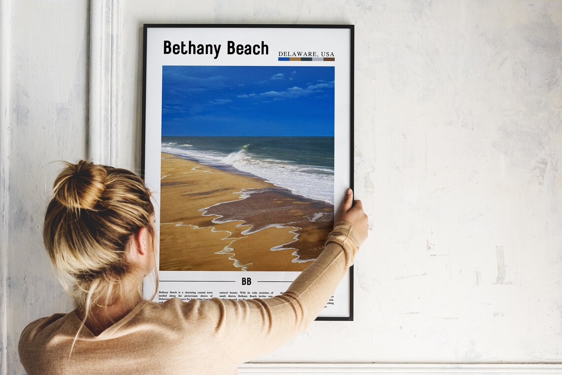 Bethany Beach Delaware Golden Sand Ocean Waves Travel Poster - Image 2