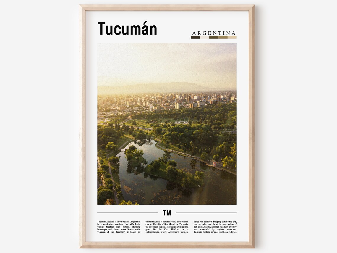 Tucuman Argentina Aerial City Sunset Park Lake Skyline Poster