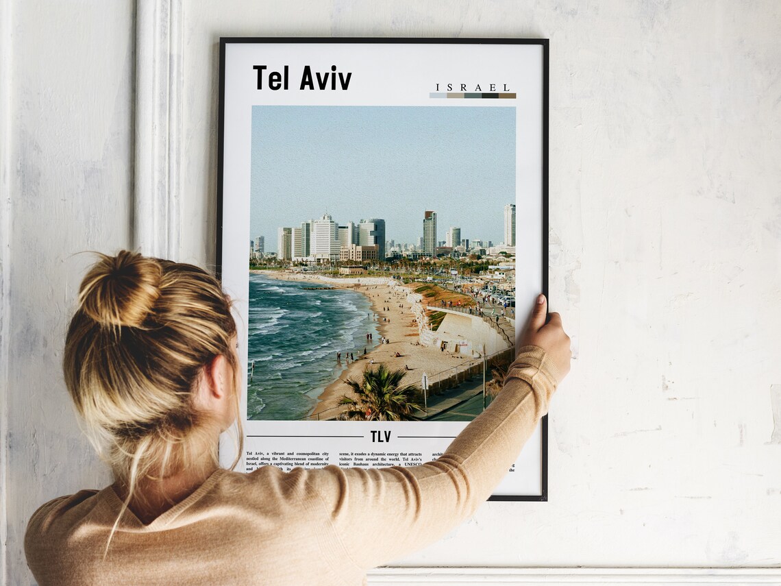 Tel Aviv Minimal Travel Poster, Oil Painting Style - Image 2