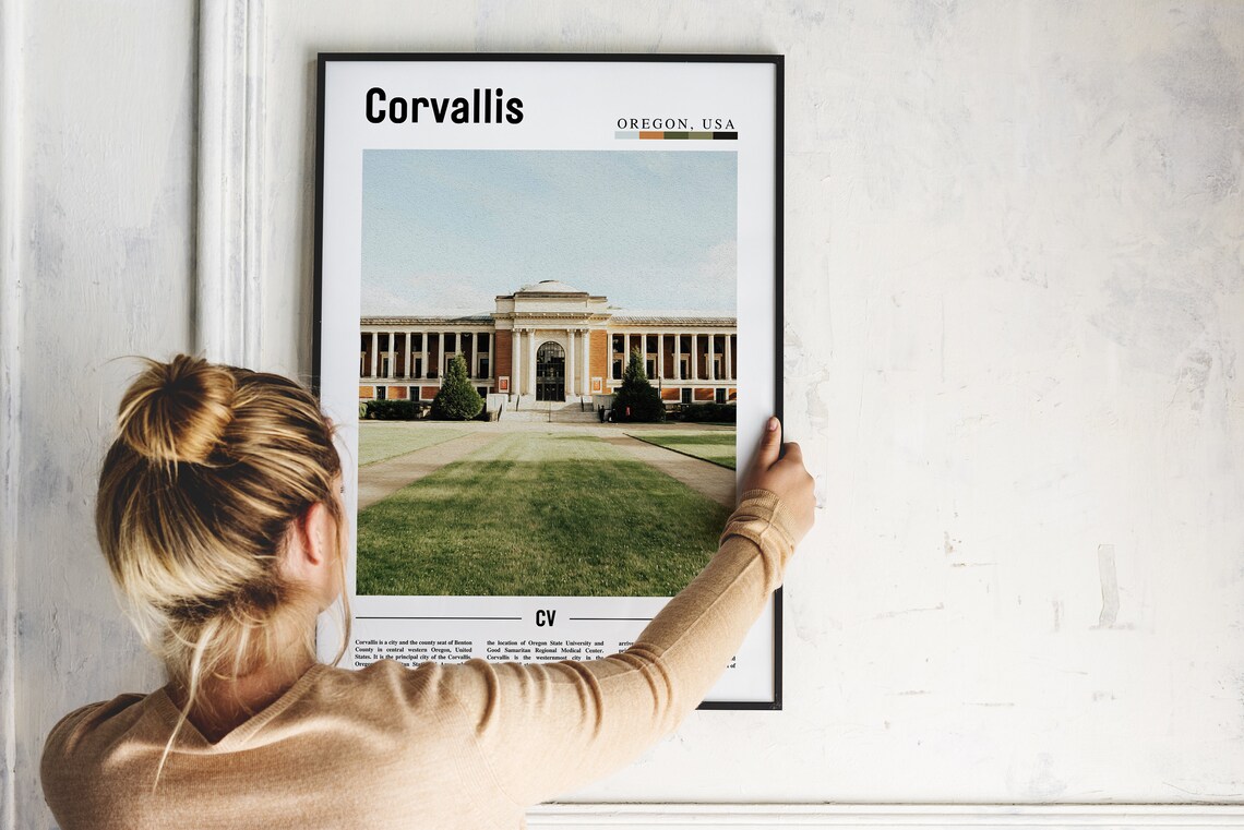 Corvallis Oregon USA Historic Brick Campus Building Lawn Photo Poster - Image 2