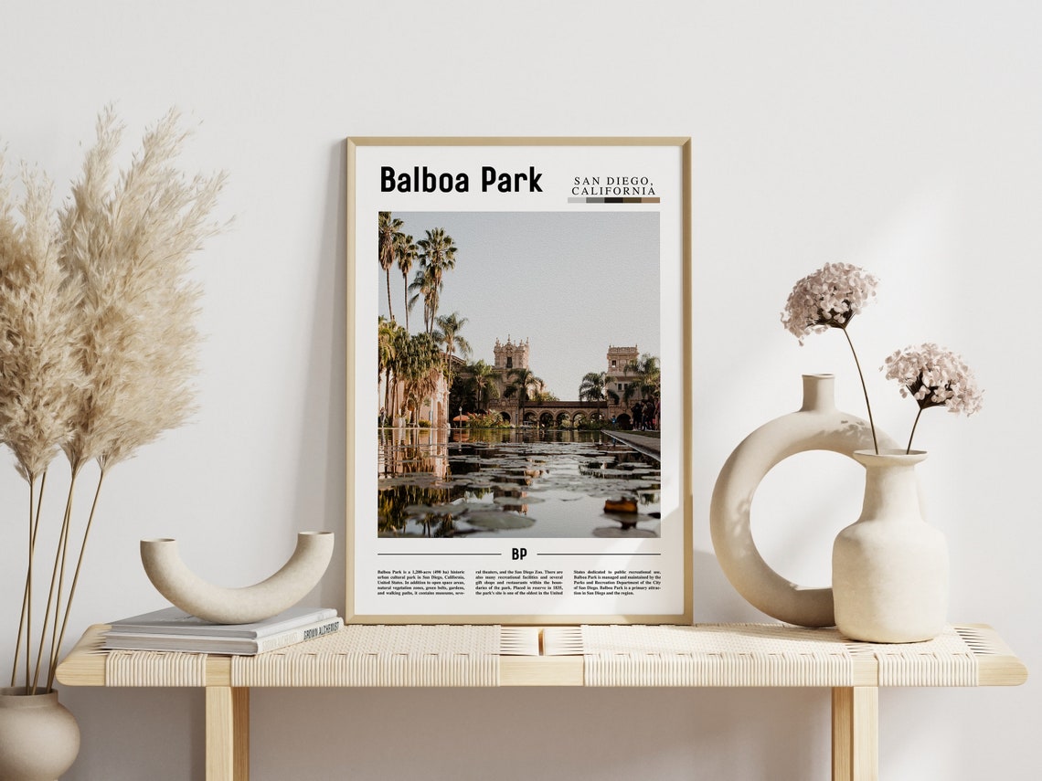 Balboa Park Print Balboa Park Poster Balboa Park Wall Art Minimal Travel Print Minimal City Poster Travel Destination Oil Painting Poster - Image 3
