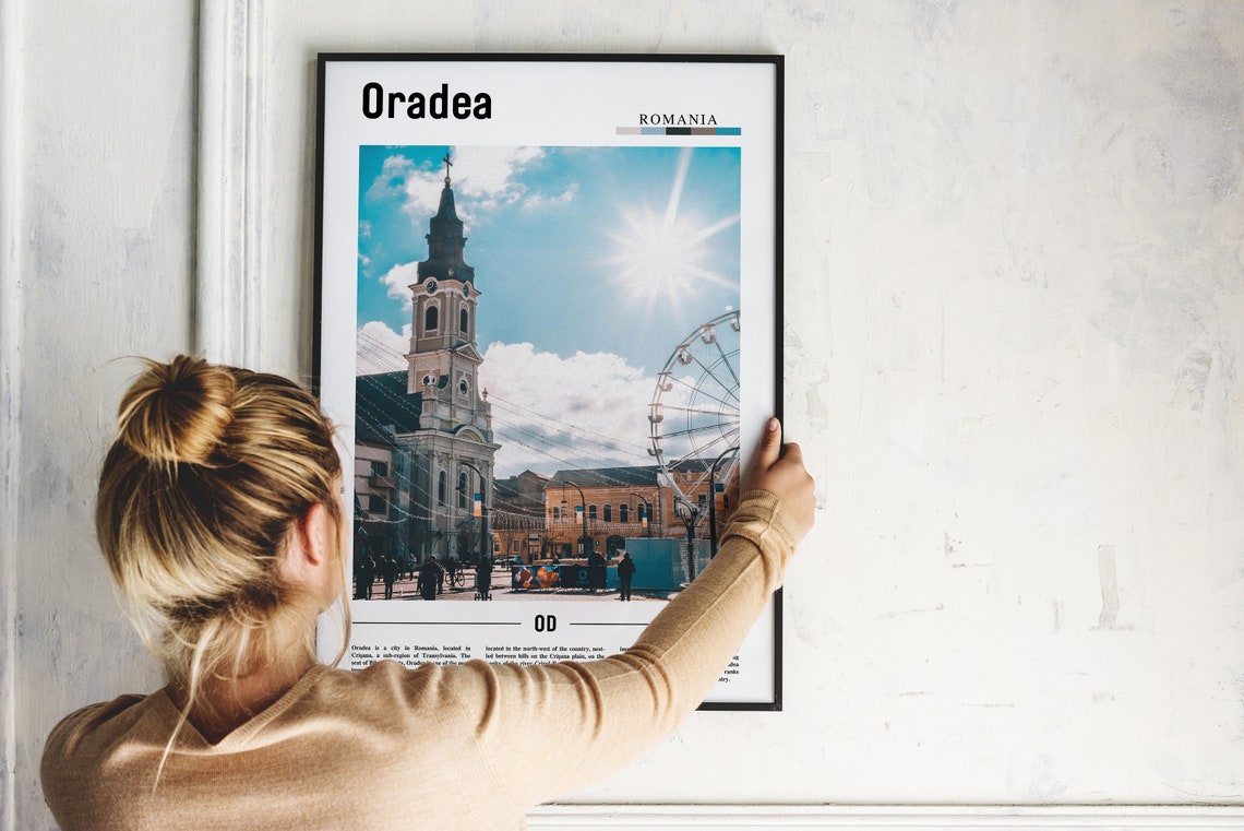 Oradea Romania Historic Church Square Ferris Wheel View Poster - Image 2