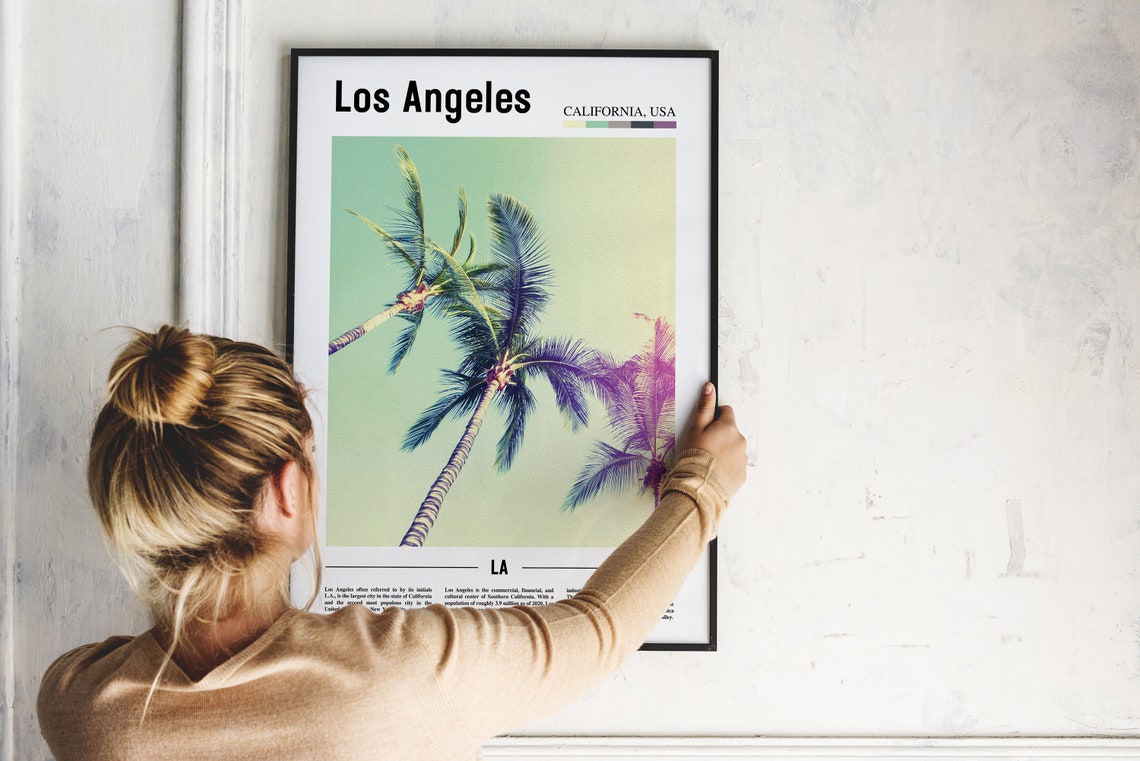 Los Angeles Print Los Angeles Poster Los Angeles Wall Art Oil Painting Poster City Print City Artwork Travel Artwork Travel Wall Art - Image 2