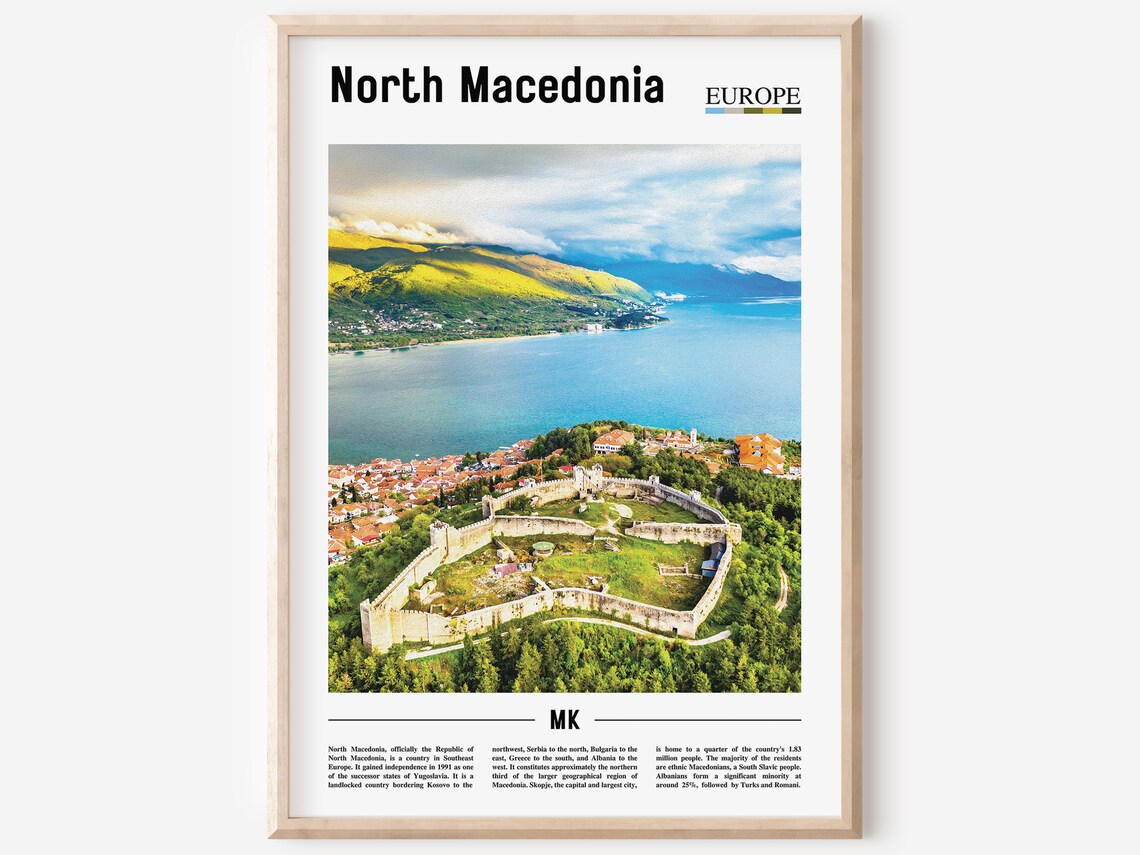 North Macedonia Old Lakeside Fortress Aerial View Photo Poster