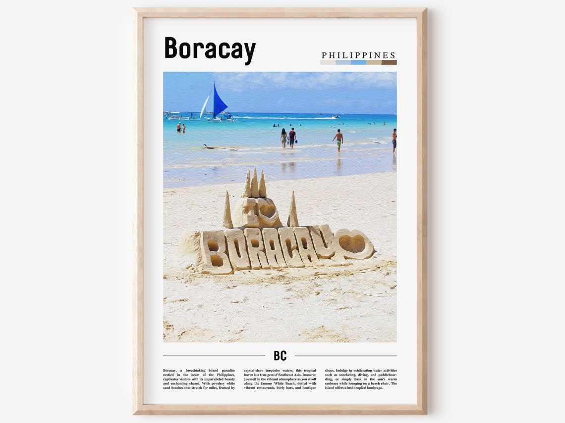 Boracay Philippines White Beach Sand Art Travel Photo Poster