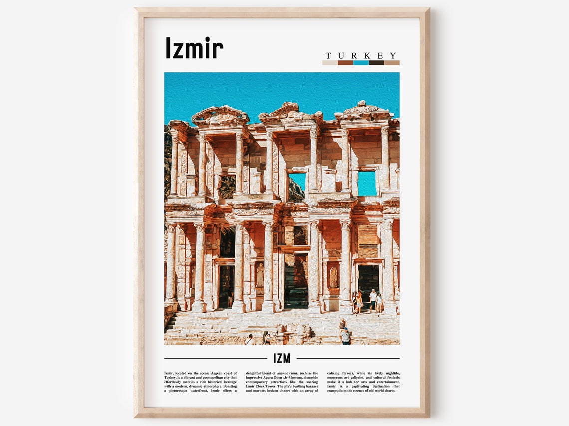 Izmir Turkey Ancient Stone Ruins Column Facade Travel Poster