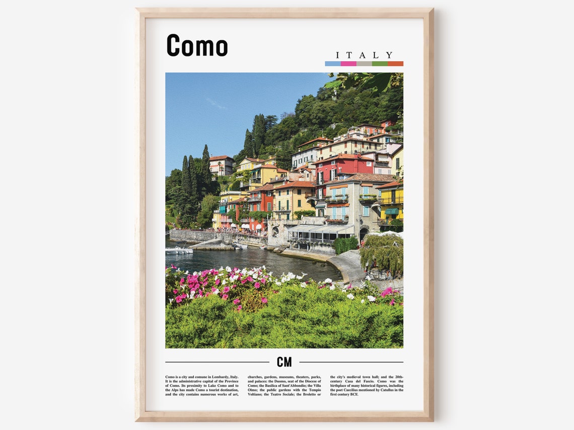 Como Italy Lake Como Colorful Village Travel Photo Art Poster
