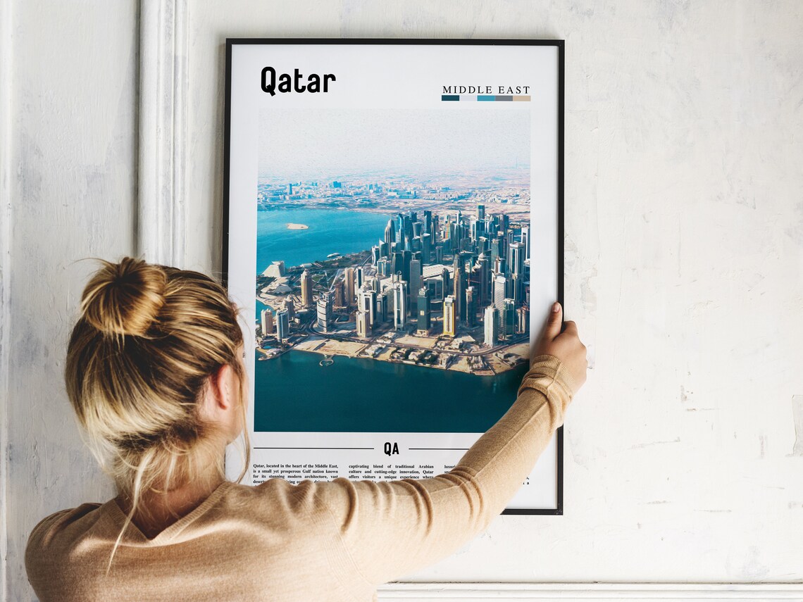 Qatar Doha Skyline Aerial Cityscape Middle East Travel Poster - Image 2