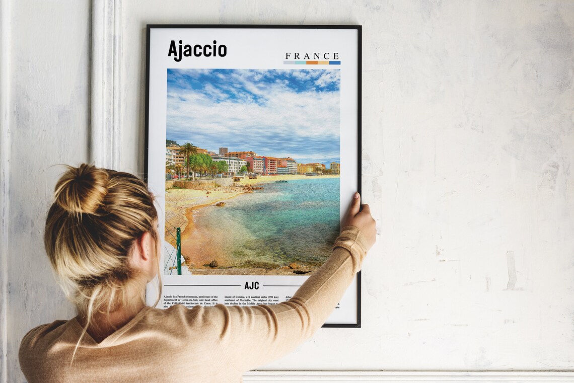 Ajaccio Corsica France Sunny Beach Waterfront Travel Photo Poster - Image 2