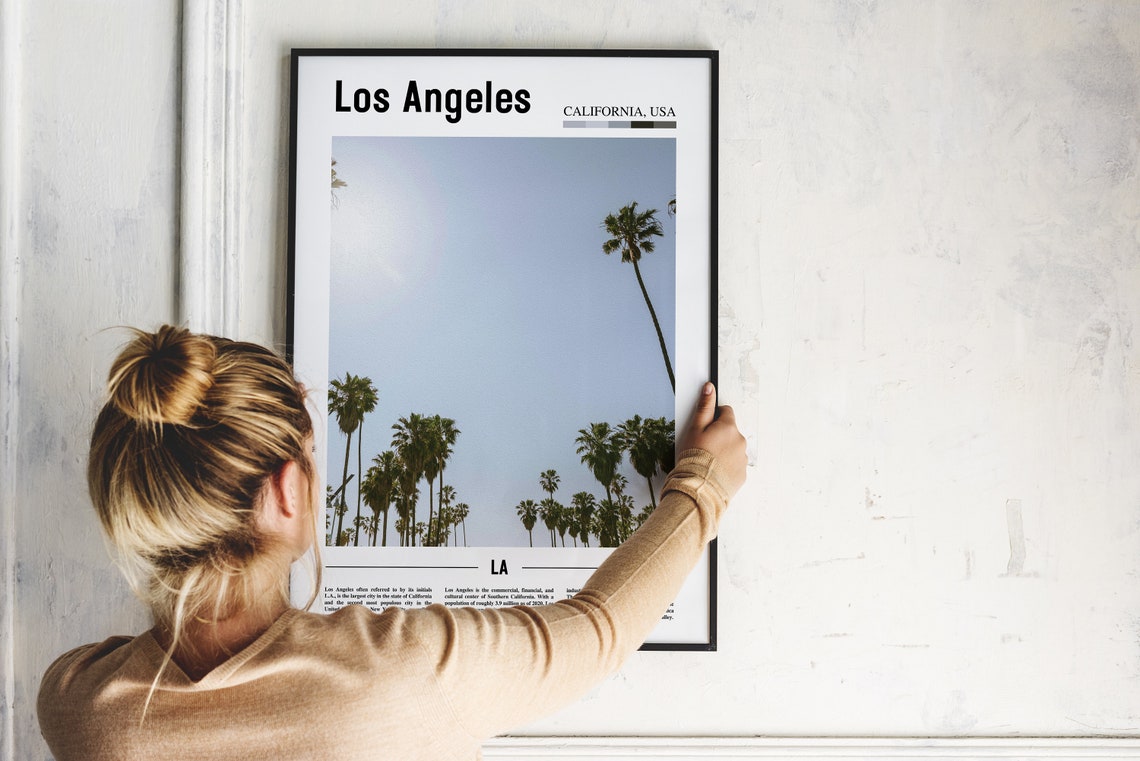 Los Angeles Print Los Angeles Poster Los Angeles Wall Art Oil Painting Poster City Print City Artwork Travel Artwork Travel Wall Art - Image 2