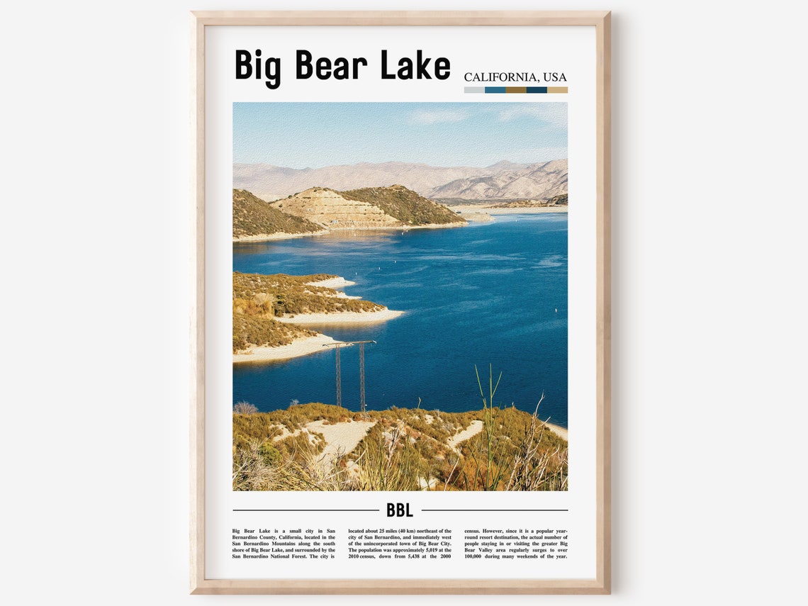 Big Bear Lake Print Big Bear Lake Poster Big Bear Lake Wall Art Oil Painting Poster City Artwork Travel Artwork Travel Wall Art