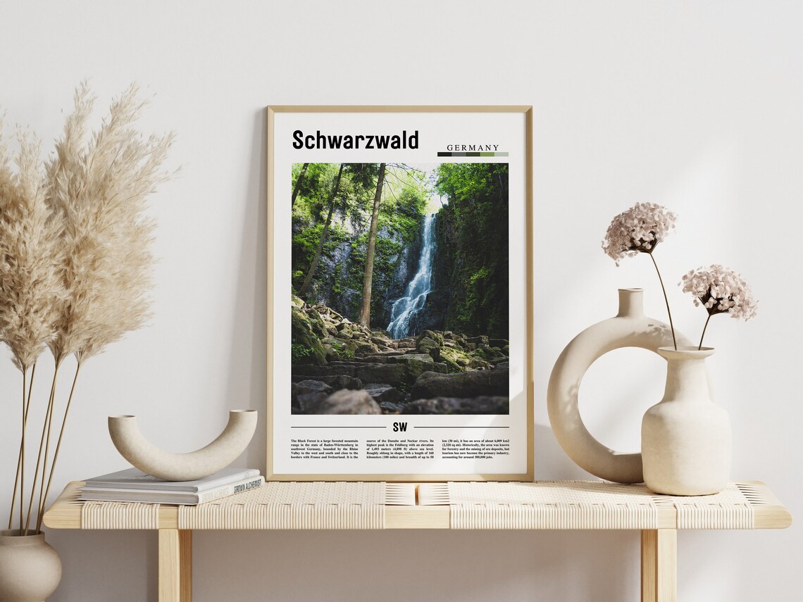 Schwarzwald Print Schwarzwald Poster Schwarzwald Wall Art Minimal Travel Print Minimal City Poster Travel Destination Oil Painting Poster - Image 3