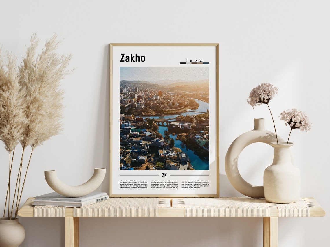 Zakho Iraq River Bridge Aerial Cityscape Travel Guide Poster - Image 3