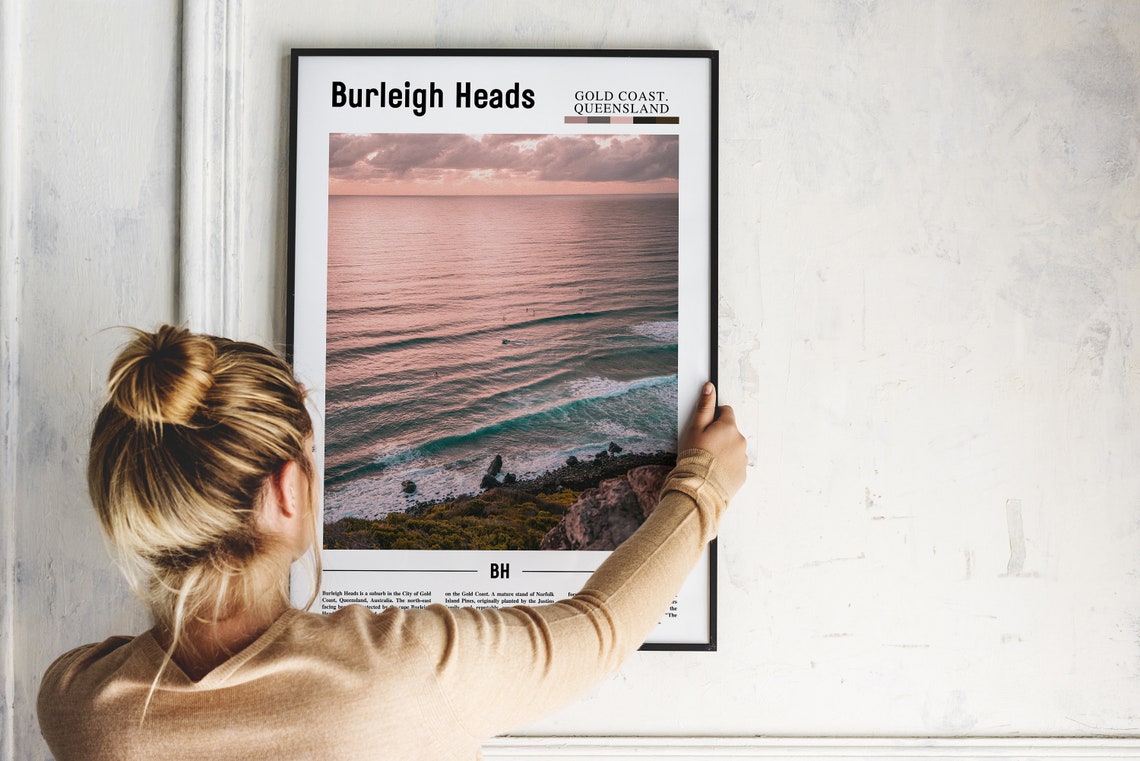 Burleigh Heads Gold Coast Sunset Surf Beach Australia Wall Poster - Image 2
