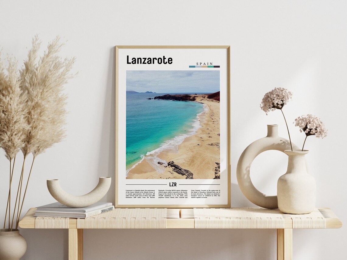 Lanzarote Spain Turquoise Beach Island Coastline Travel Poster - Image 3