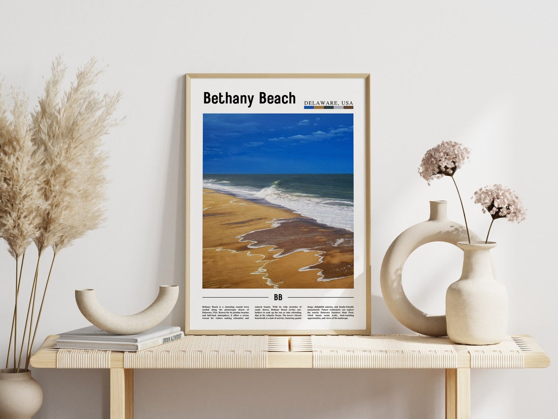 Bethany Beach Delaware Golden Sand Ocean Waves Travel Poster - Image 3
