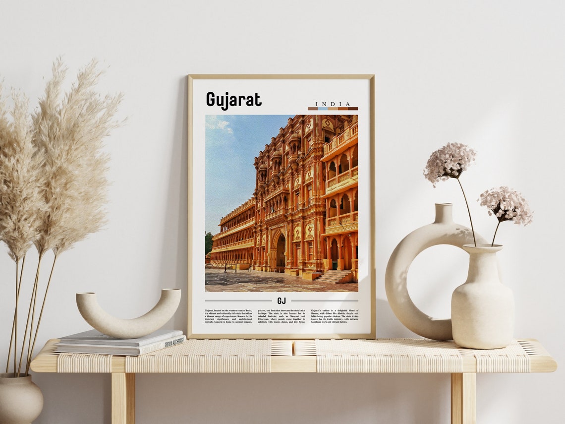 Gujarat Poster Gujarat Print Gujarat Wall Art Asia Print Asia Poster Asia Photo Minimal Travel Poster - Image 3