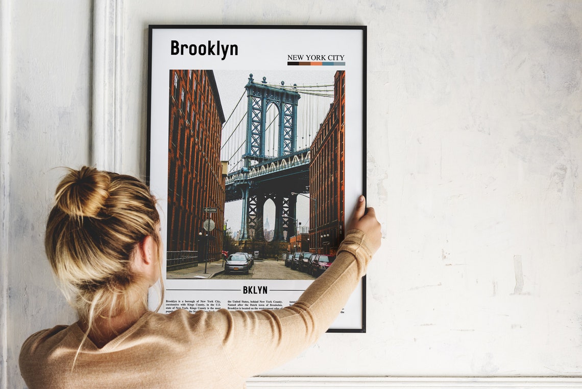 Brooklyn Print Brooklyn Poster Brooklyn Wall Art Oil Painting Poster Colorful City Print City Artwork Travel Artwork Travel Wall Art - Image 2