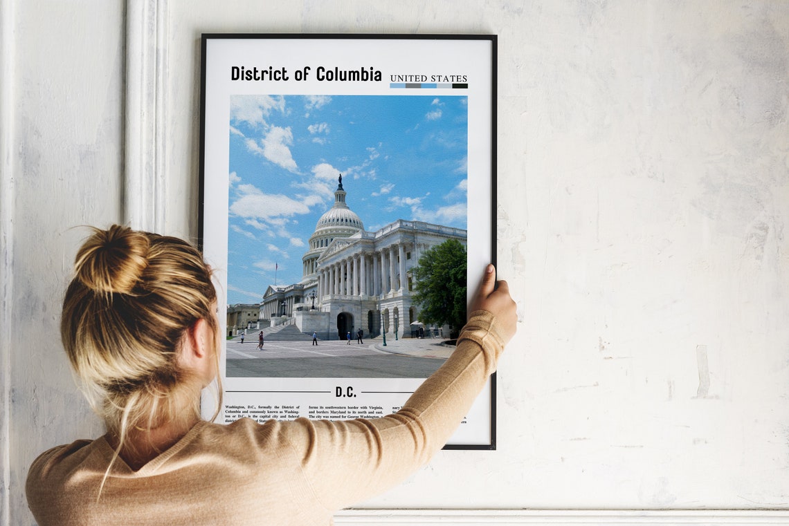 District Of Columbia Poster District Of Columbia Print District Of Columbia Wall Art Minimal Travel Print Oil Painting Poster - Image 2