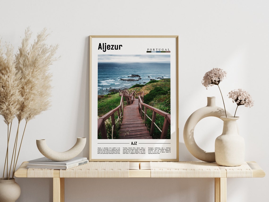 Aljezur Portugal Coastal Boardwalk Cliffside Ocean Travel Poster - Image 3