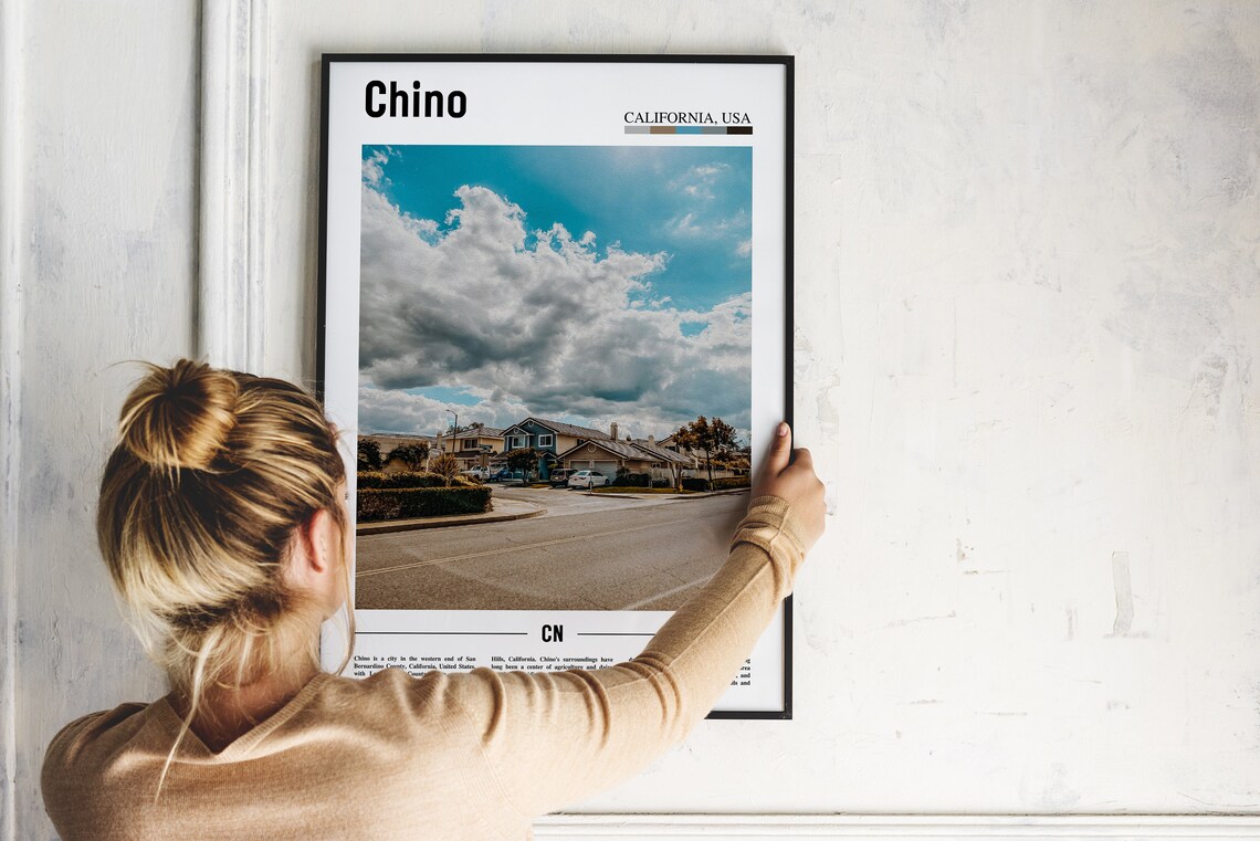 Chino California Suburban Street Dramatic Clouds Sky Travel Poster - Image 2