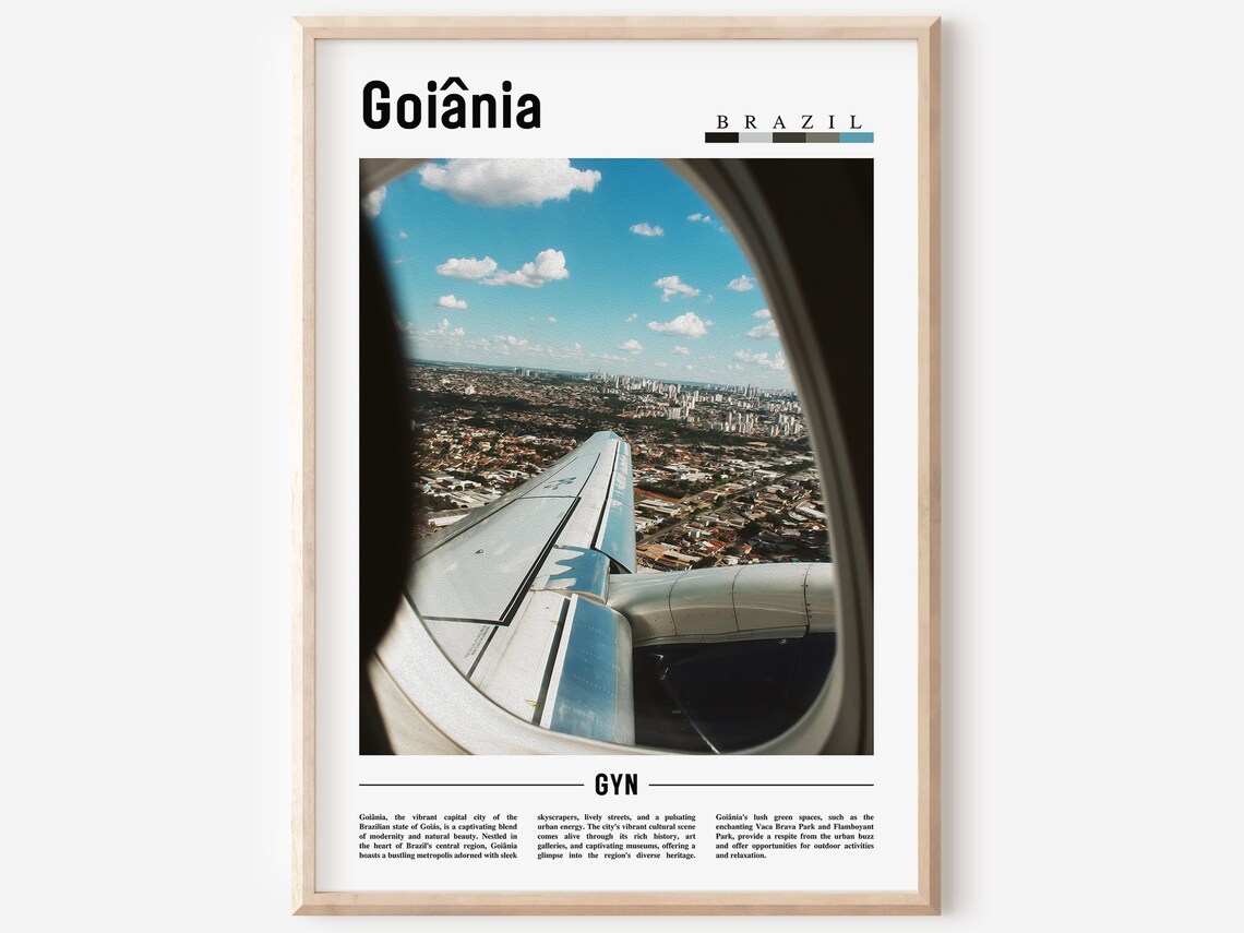 Goiânia Brazil Airplane Window City View Travel Photo Art Poster