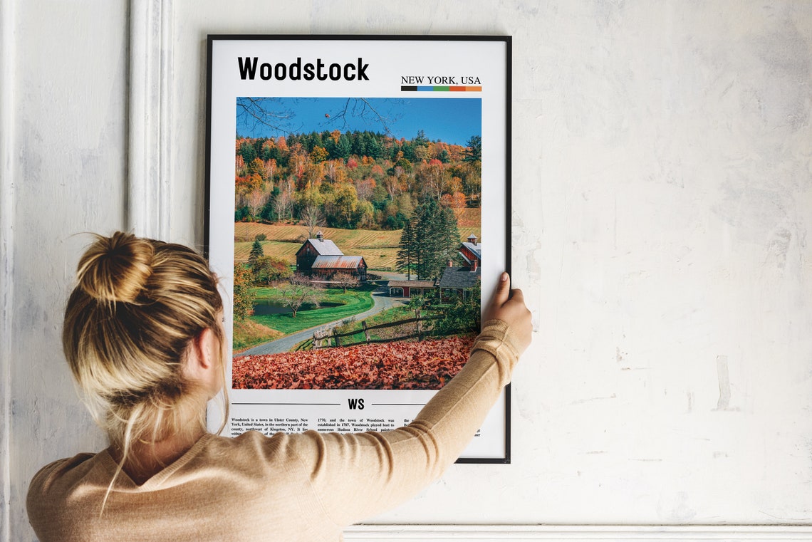 Woodstock Print Woodstock Poster Woodstock Wall Art Oil Painting Poster Colorful City Print City Artwork Travel Artwork Travel Wall Art - Image 2