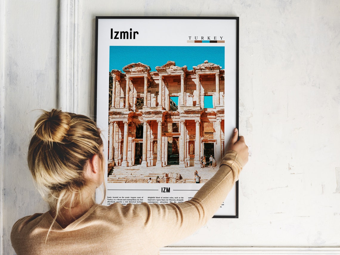 Izmir Turkey Ancient Stone Ruins Column Facade Travel Poster - Image 2