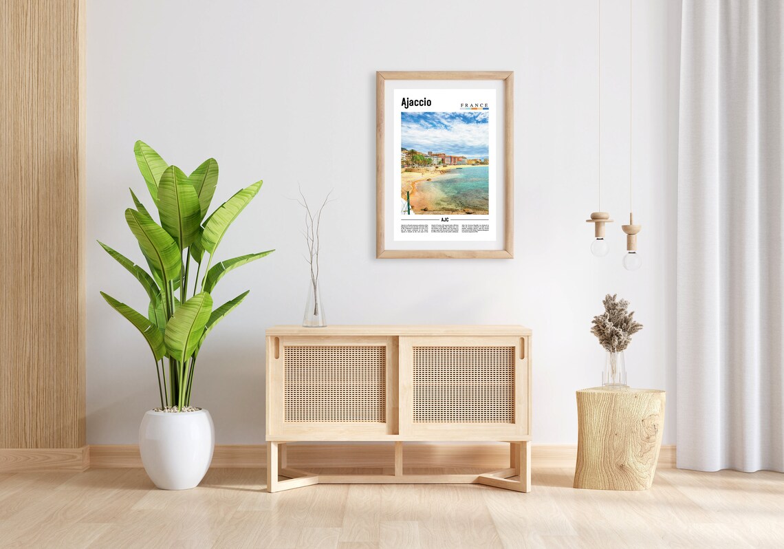 Ajaccio Corsica France Sunny Beach Waterfront Travel Photo Poster - Image 3