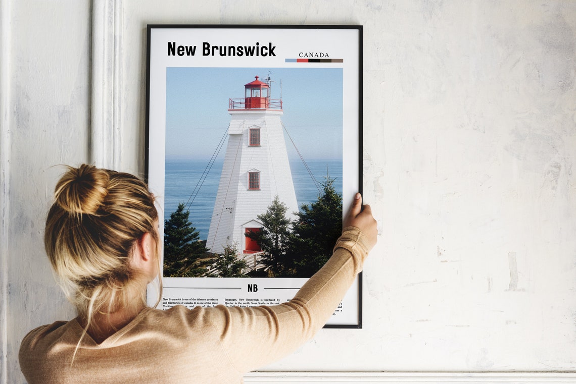 New Brunswick Print New Brunswick Poster New Brunswick Wall Art Minimal Travel Print Minimal City Poster Travel Oil Painting Poster - Image 2