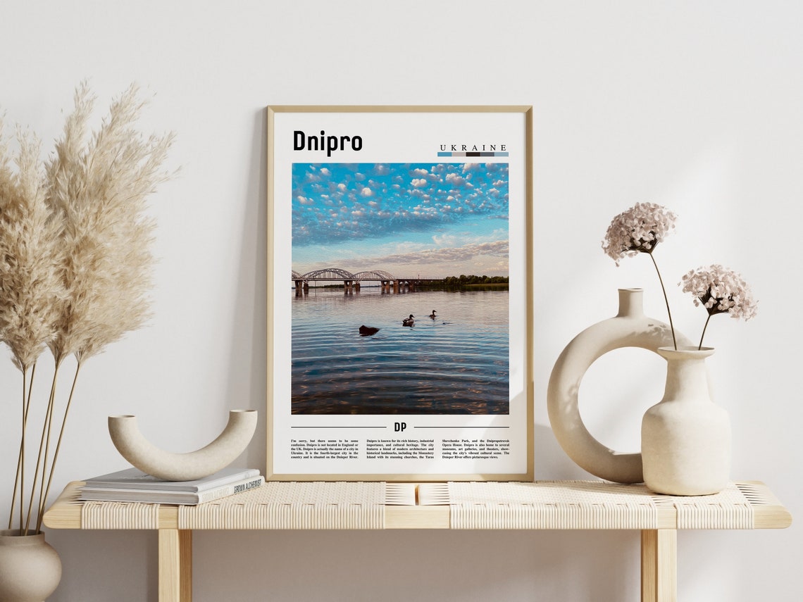 Dnipro Ukraine River Bridge Photo Cityscape Art Travel Poster - Image 3
