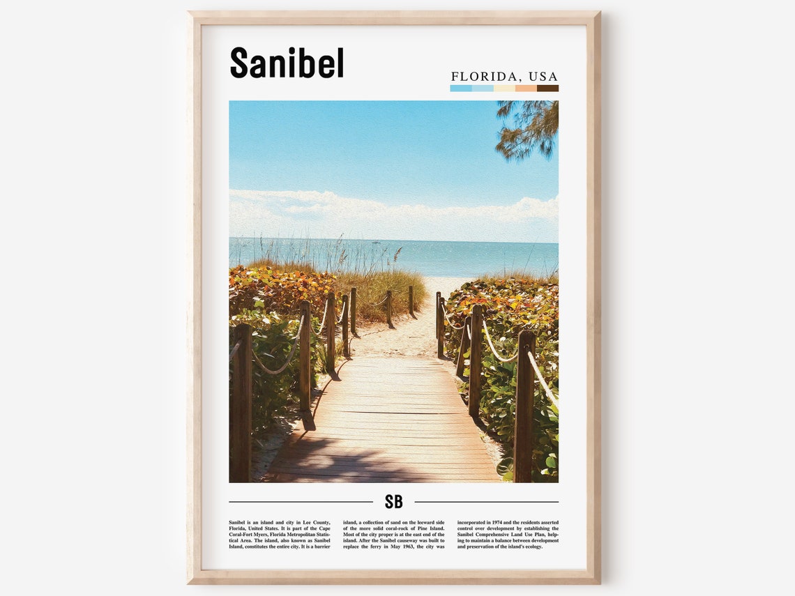 Sanibel Florida Beach Boardwalk Dune Path Ocean Escape Travel Poster