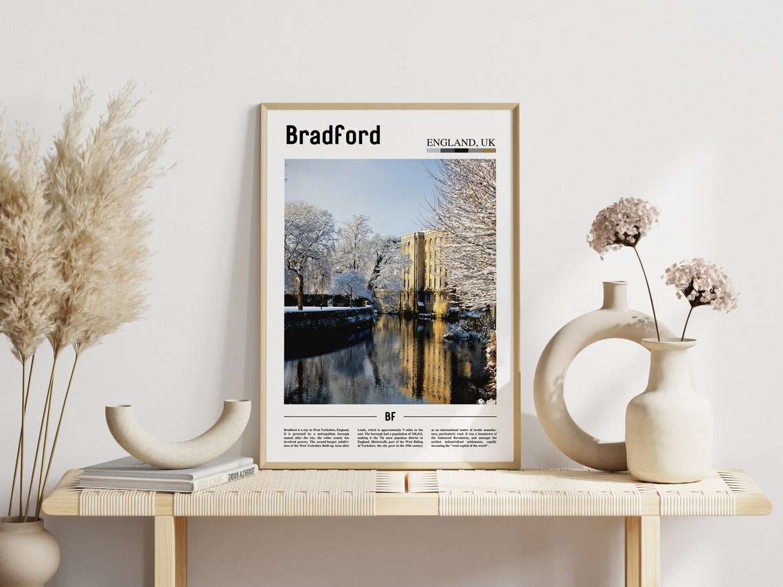 Bradford Print Bradford Poster Bradford Wall Art Minimal Travel Print Minimal City Poster Travel Destination Oil Painting Poster - Image 3