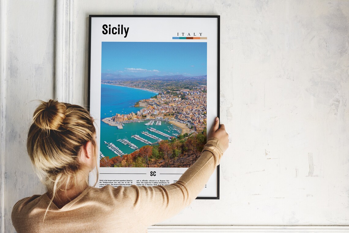 Sicily Minimal Travel Poster, Italy Wall Art - Image 2