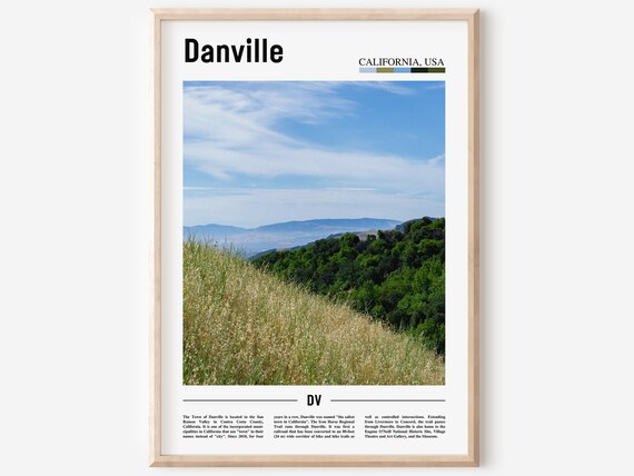Danville California USA Rolling Green Hills Landscape Travel Poster