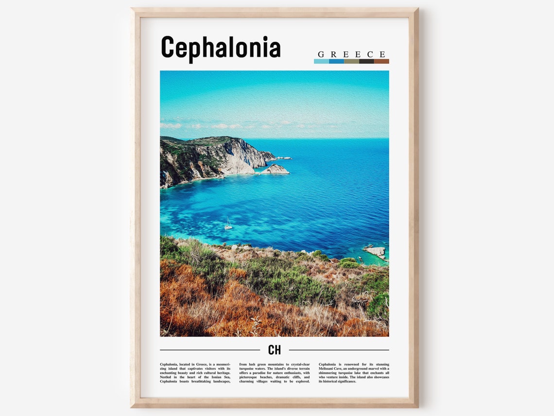 Cephalonia Greece Turquoise Coast Cliffs Seaside Island Poster