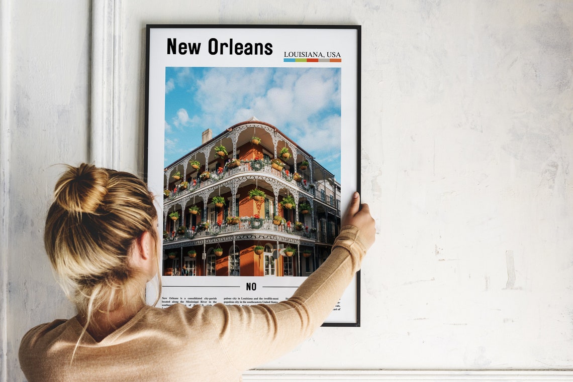 New Orleans Print New Orleans Poster New Orleans Wall Art Minimal Travel Print Minimal City Poster Oil Painting Poster - Image 2