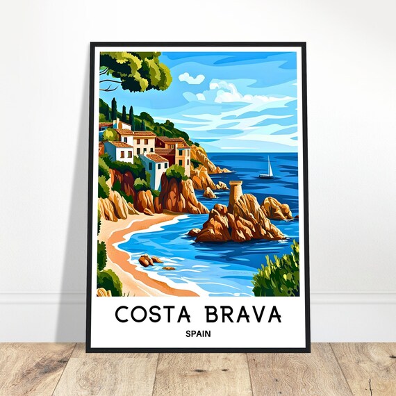 Costa Brava Travel Print Poster Spanish Art Spain Lover Gift Wall Hanging Illustration Home Office Desk Room Decor