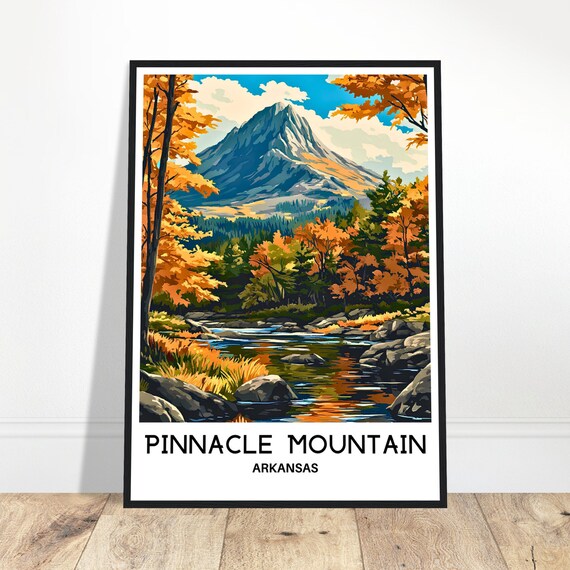 Pinnacle Mountain Travel Print Poster Art Arkansas Lover Gift Wall Hanging Illustration Home Office Decor
