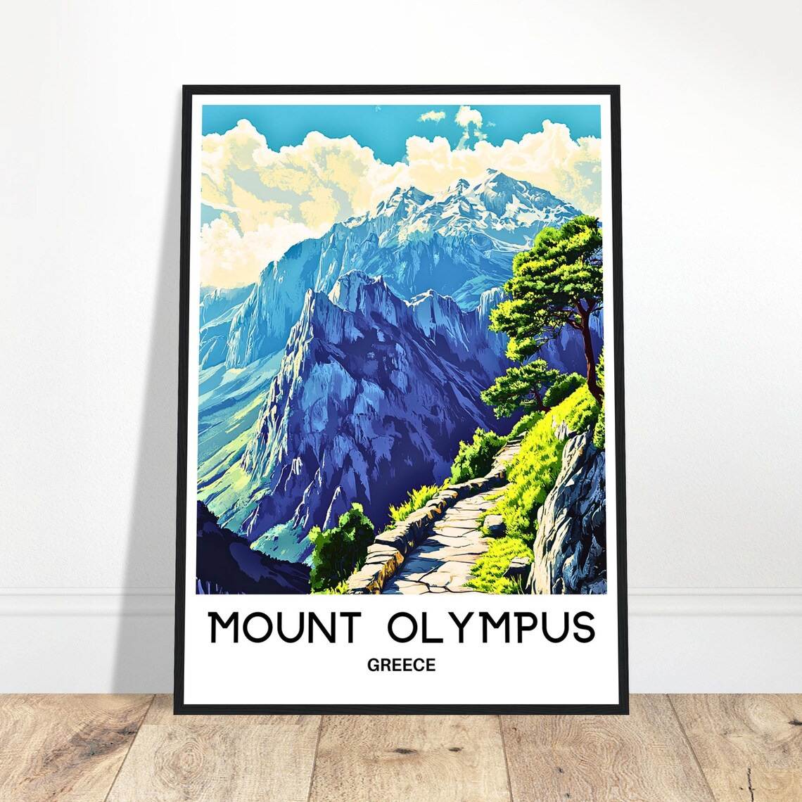 Majestic Mount Olympus Greece Snow Capped Peaks Trail Travel Poster