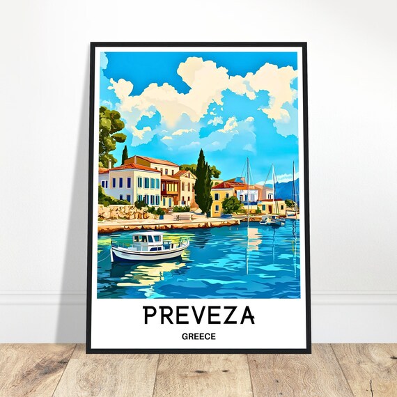 Preveza Travel Print Poster Greek Art Lover Gift Wall Hanging City Illustration Home Office Desk Room Decor