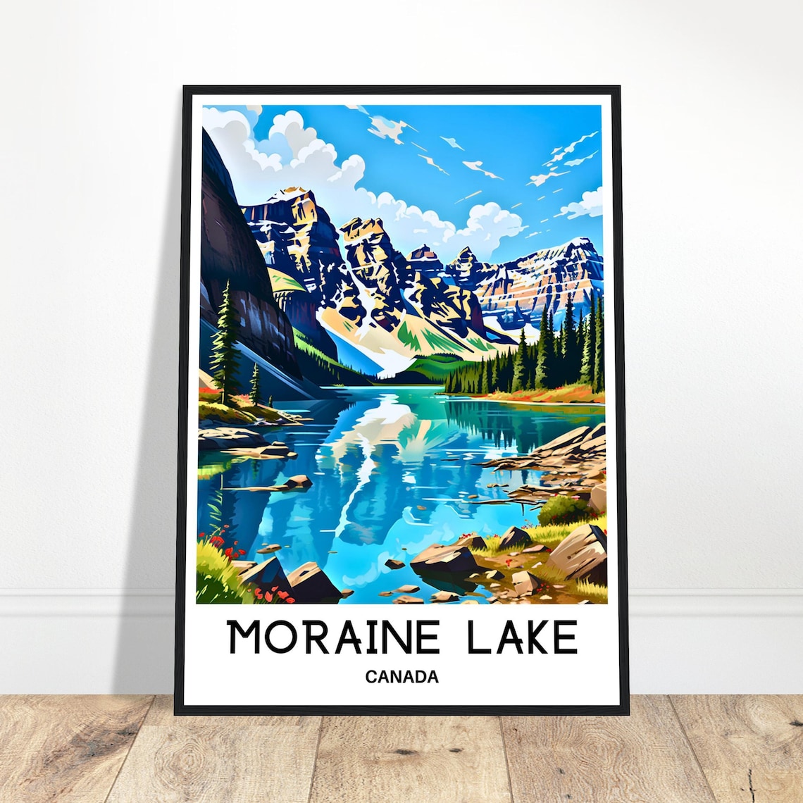 Moraine Lake Canada Turquoise Alpine Reflection Travel Poster