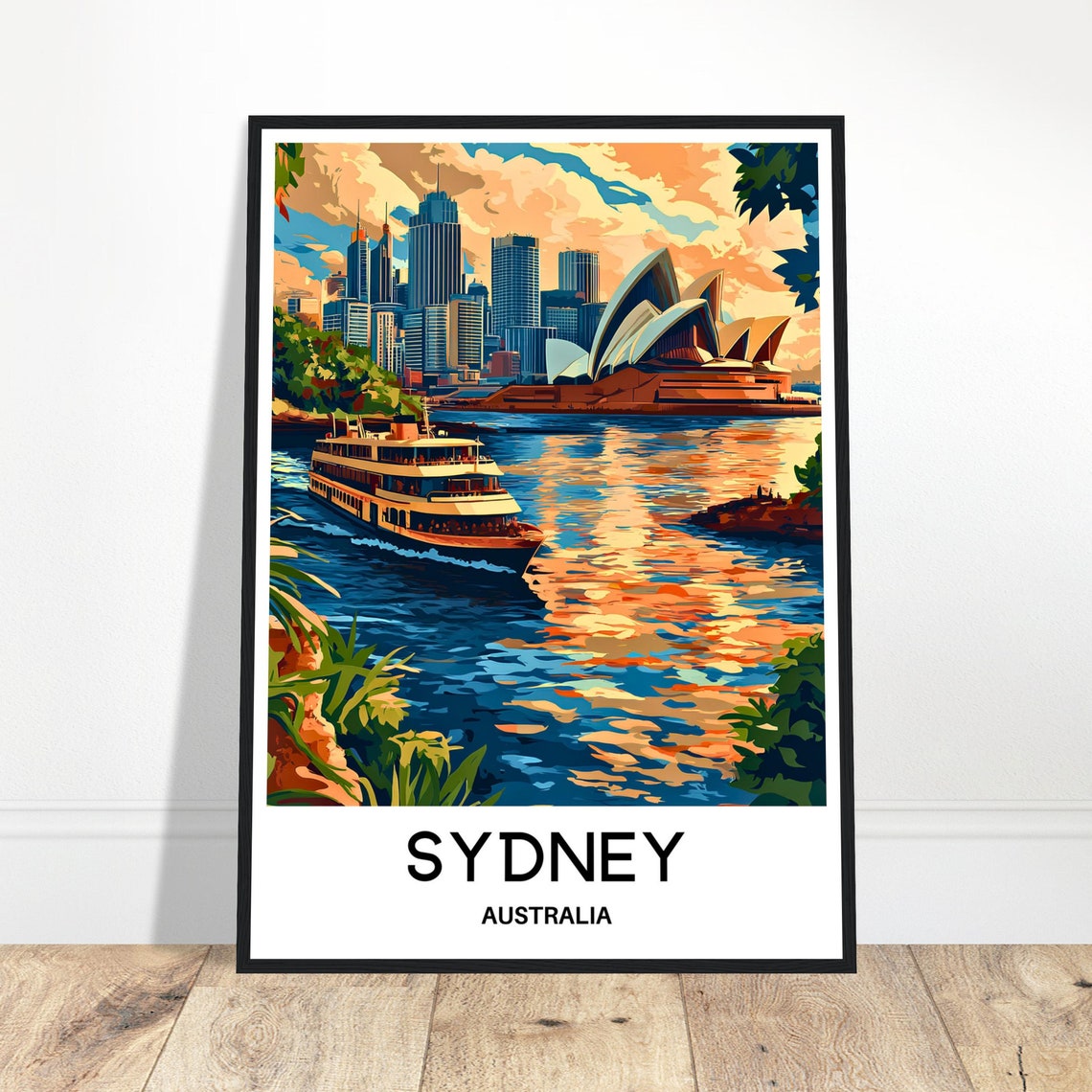 Sydney Australia Sunset Ferry Opera House Harbor View Poster