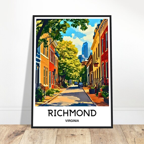 Richmond Travel Print Poster Art Virginia Lover Gift Wall Hanging Home Office Desk Decor Illustration