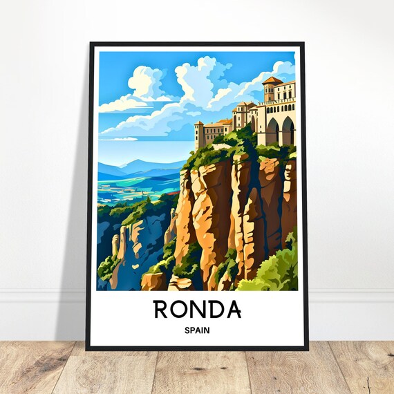 Ronda Travel Print Poster Spanish Art Spain Lover Gift Wall Hanging Home Office Decor City Illustration