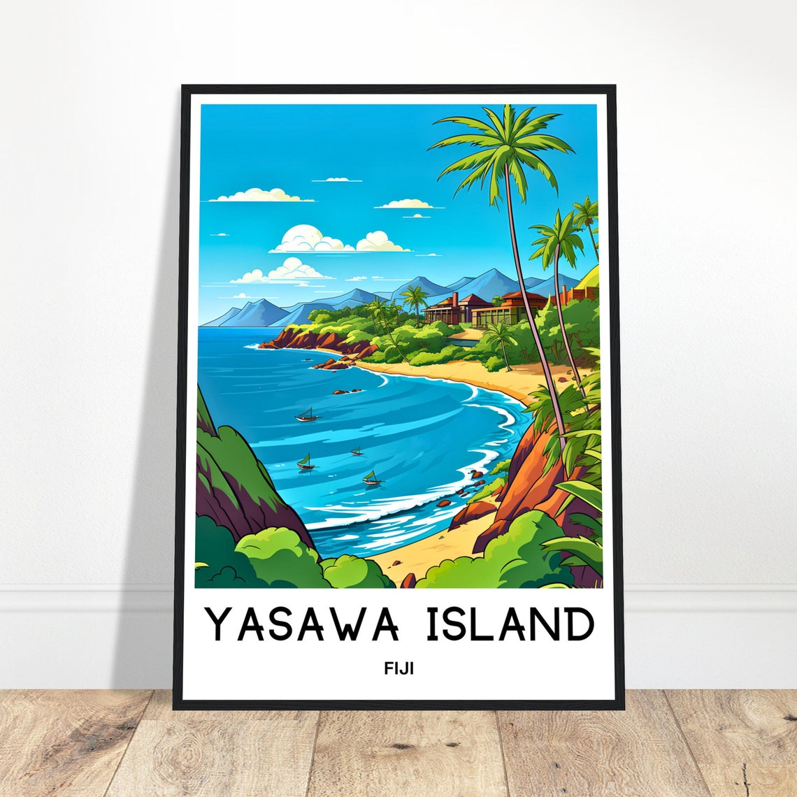 Yasawa Island Travel Print Yasawa Poster Fiji Art Print Fiji Lover Gift Wall Hanging Art Yasawa Island Illustration Home Office Decor