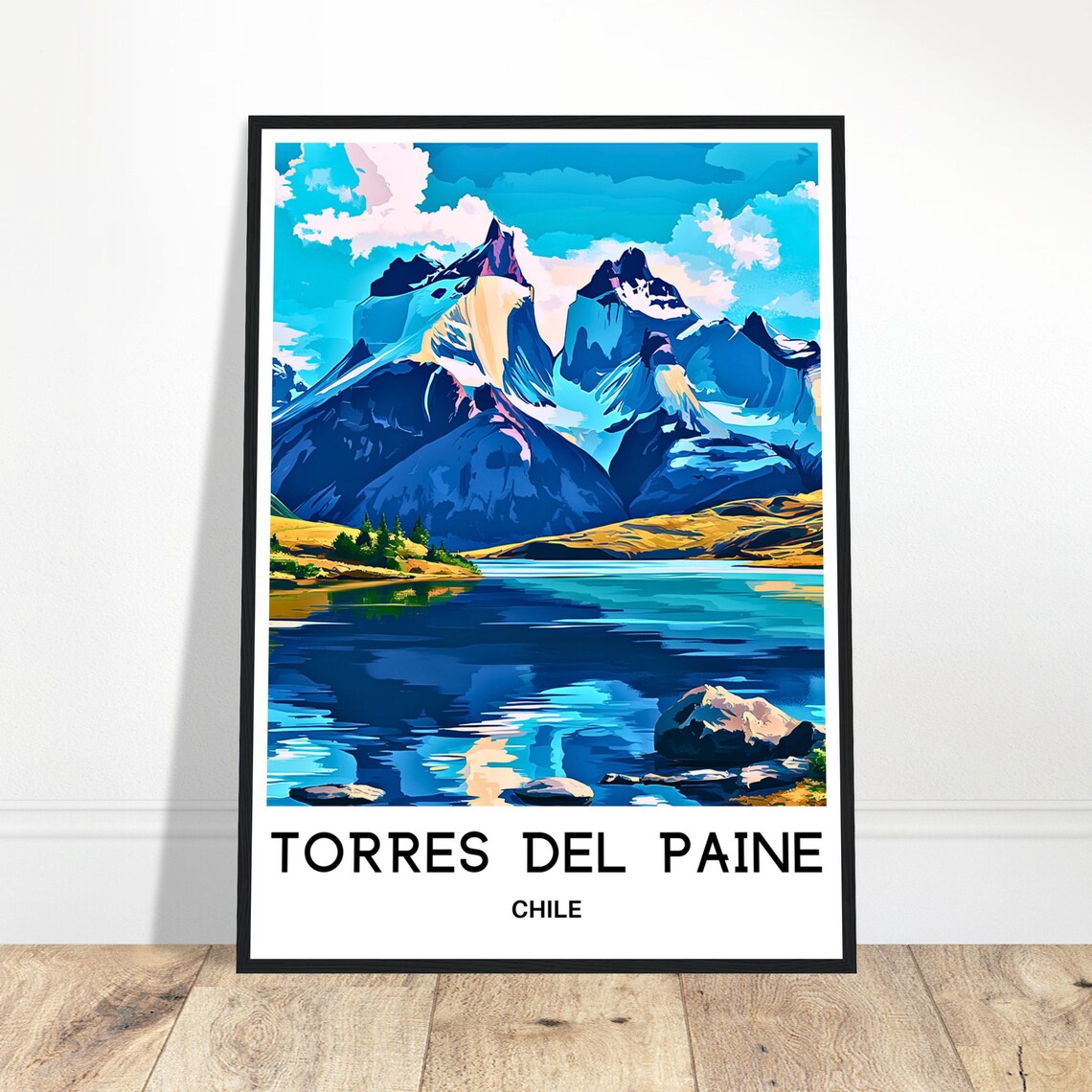 Torres Del Paine Chile Mountain Lake Patagonia Peaks View Poster